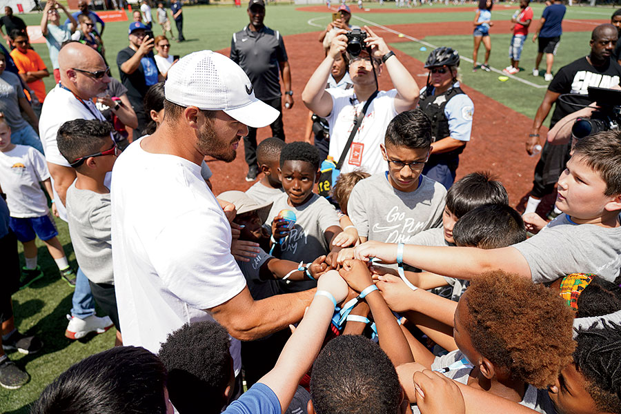 Trubisky at a Nike event for kids in Pilsen in July
