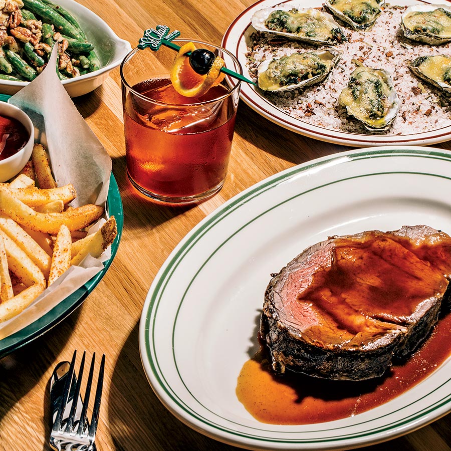 Oysters Rockefeller, the “queen cut” prime rib, and a brandy old-fashioned