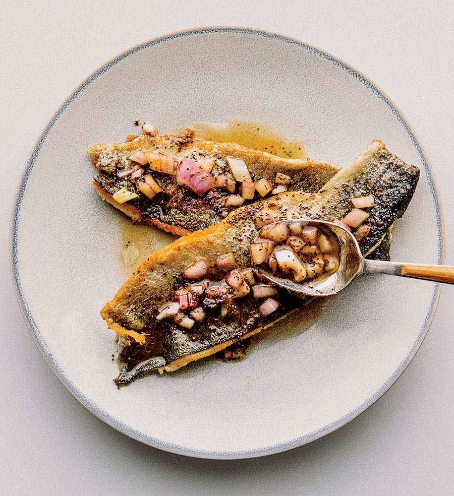 Plated seared trout