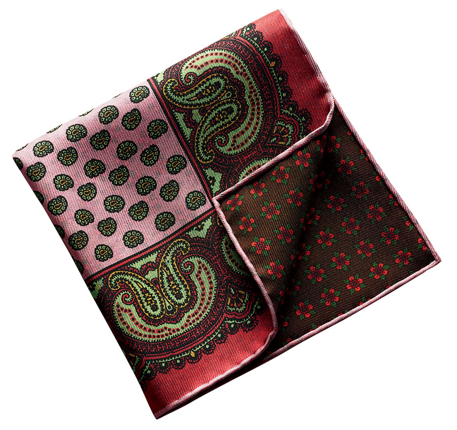 Reversible silk pocket square