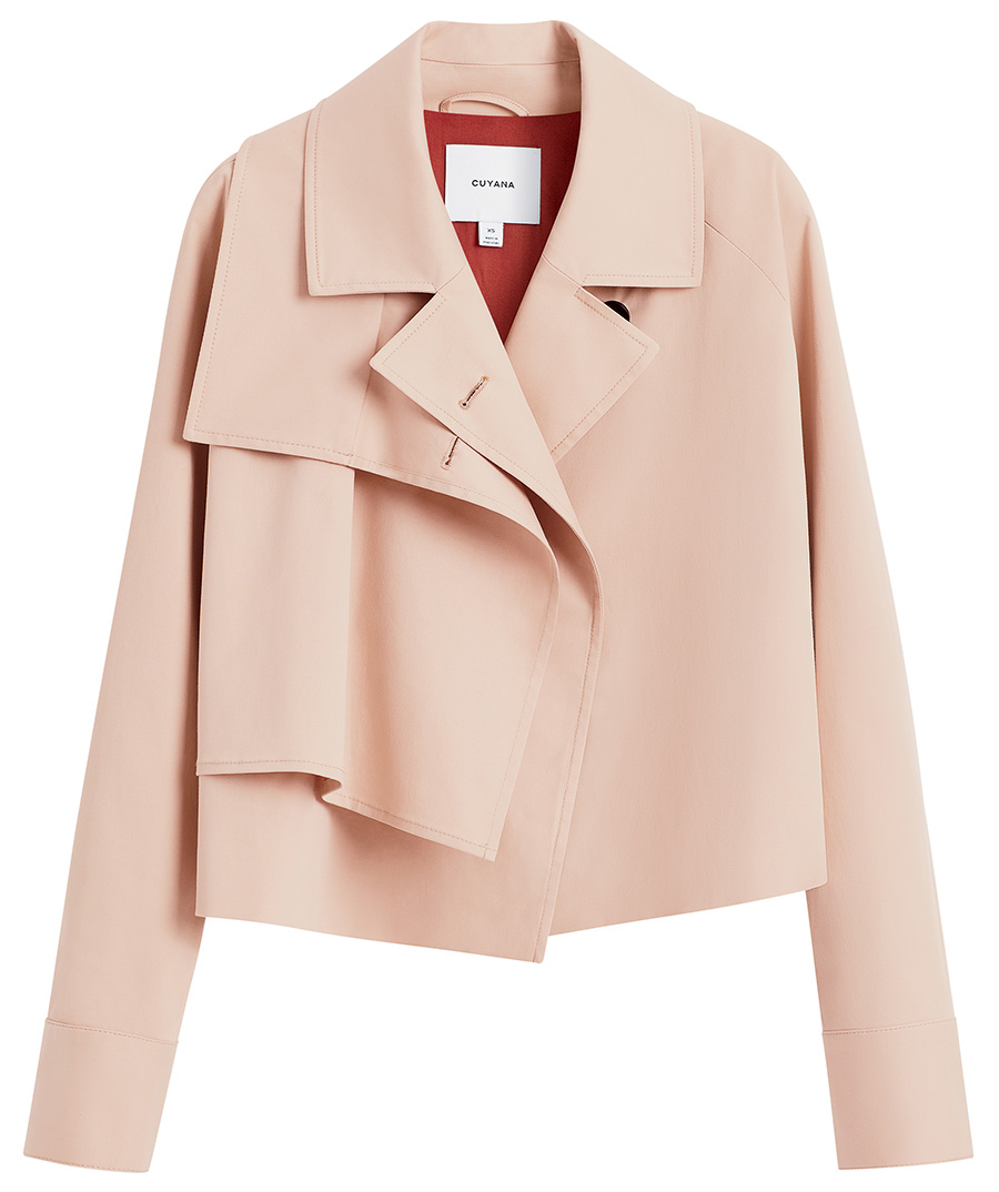 Cotton gabardine and elastane cropped trench coat