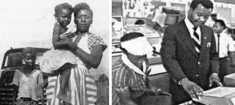 Wilson at around age 6 with his mother, Lula Mae, and sister Penny in Louisiana, circa 1954; three decades later, working with Penny at his first McDonald’s franchise, on West Madison Street.