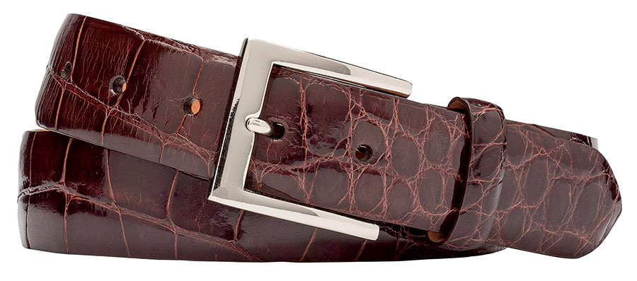 Alligator belt with nickel buckle