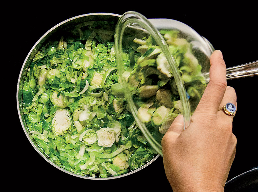 Blanching the sprouts