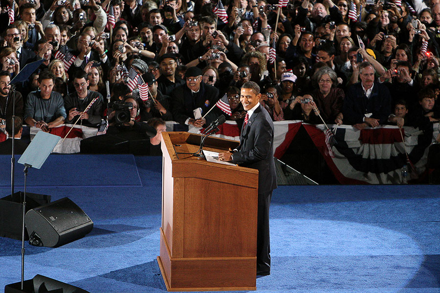 Barack Obama delivers Grant Park victory speech