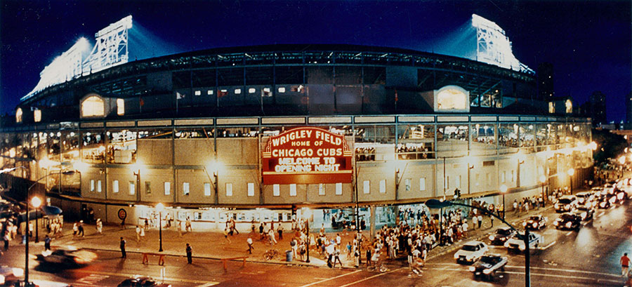 Wrigley Field hosts its first night game