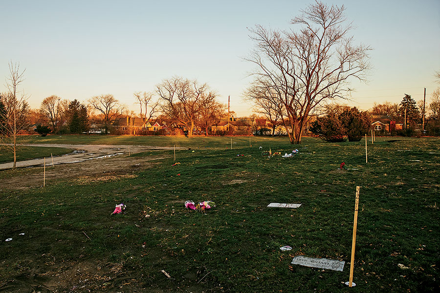 A newly cleared section of the cemetery where many COVID-19 victims are being laid to rest.