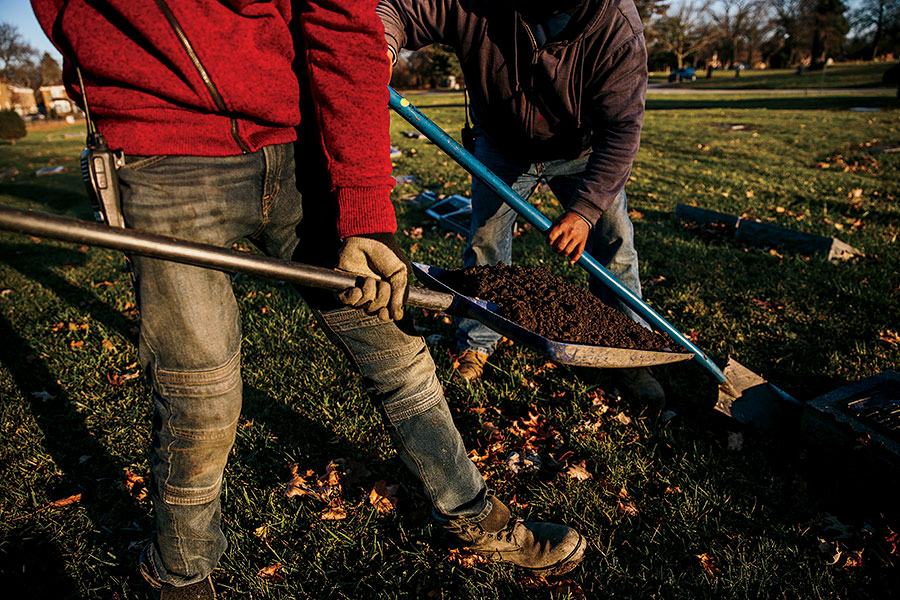 Grave diggers at Mount Hope