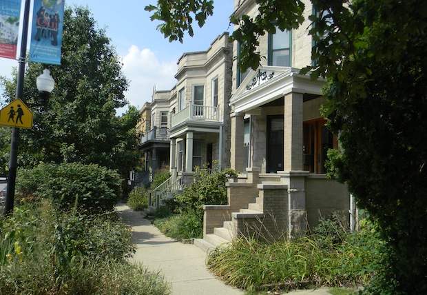 Two-flats directly opposite Lycee Francais on Wilson Avenue