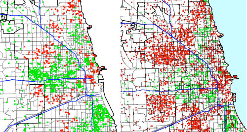 Chicago population change, 1980-2000