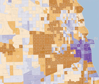 Chicago population change, 2000-2010