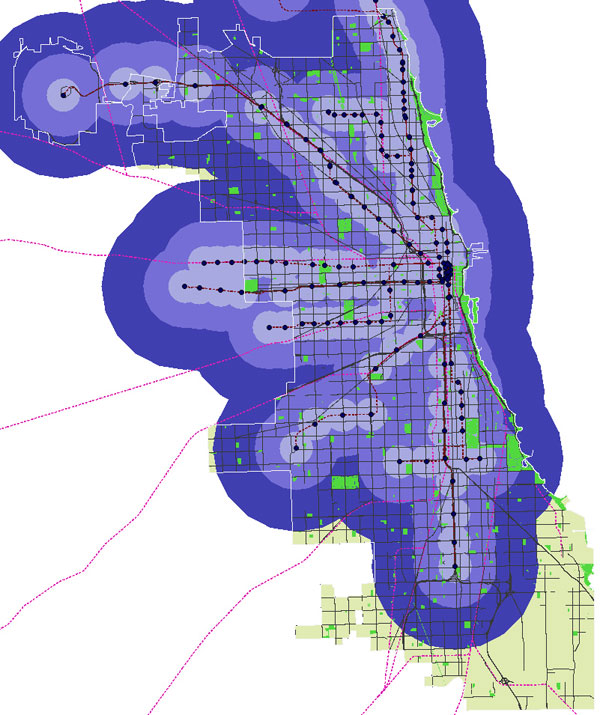 Chicago El Map distance