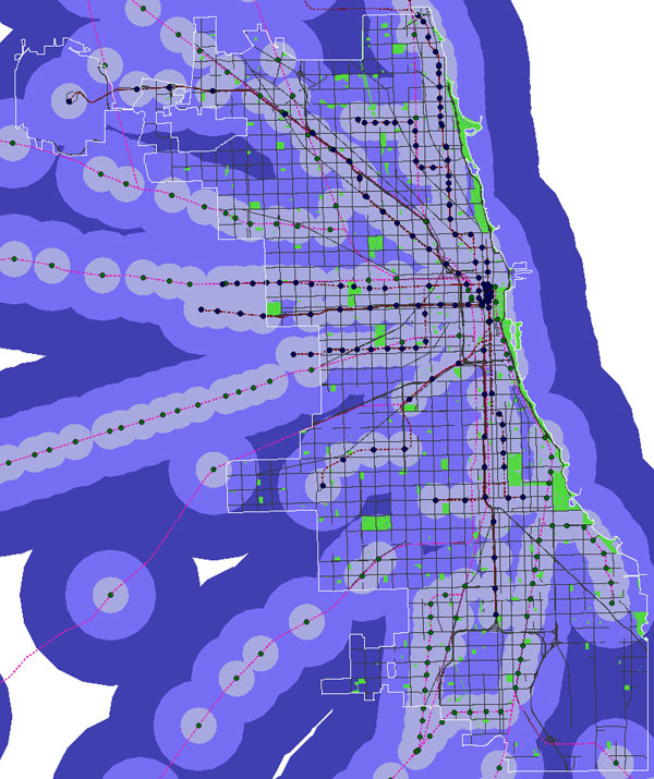 Chicago public transportation map distance