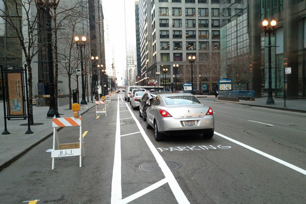 Dearborn protected bike lane