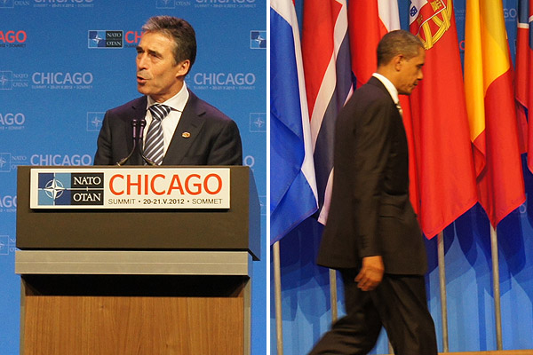 Barack Obama Anders Fogh Rasmussen NATO summmit