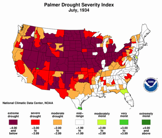 Dust bowl drought index