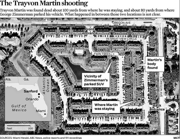 Trayvon Martin Sanford map