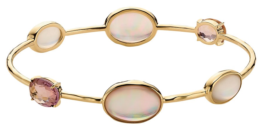 18-karat gold and stone bangle