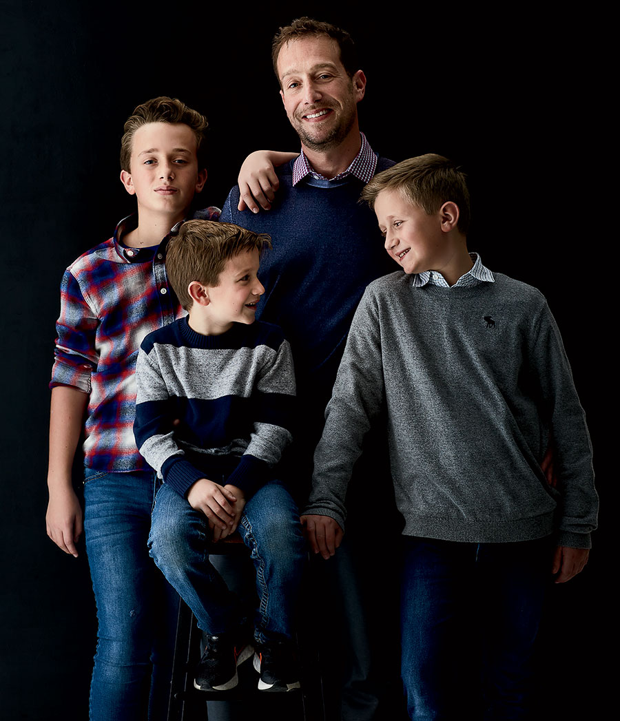 Jason A. Canner with Max, 12, Charlie, 7, and Will, 10