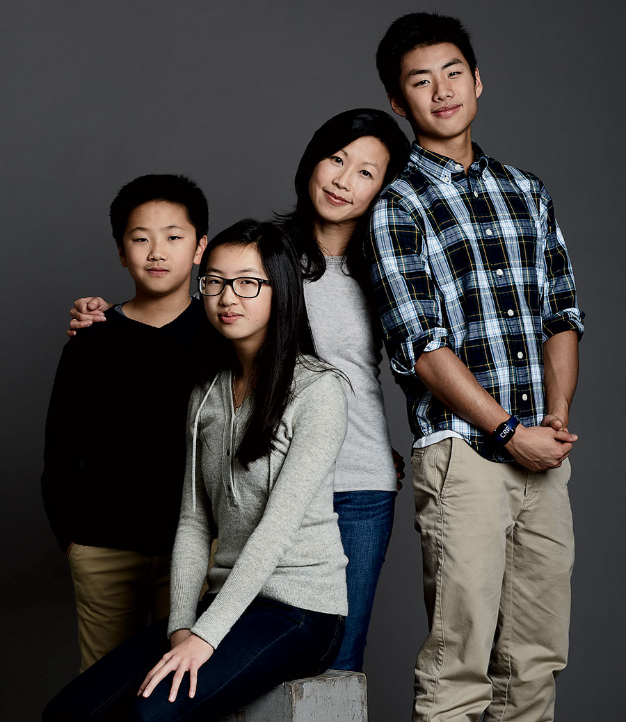Jenny Hong with Noah, 10, Sophie, 13, and Parker, 15