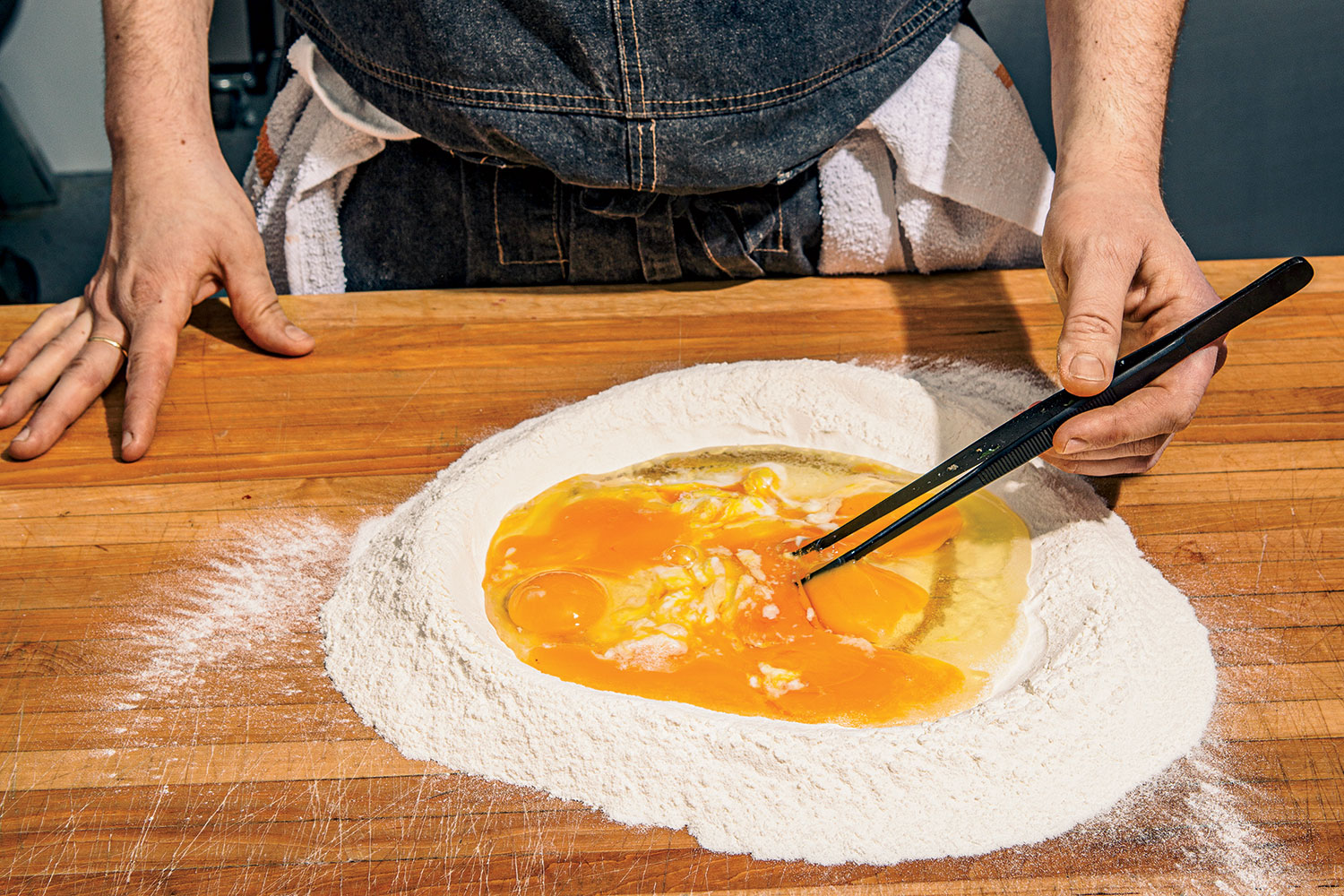 chef making pappardelle