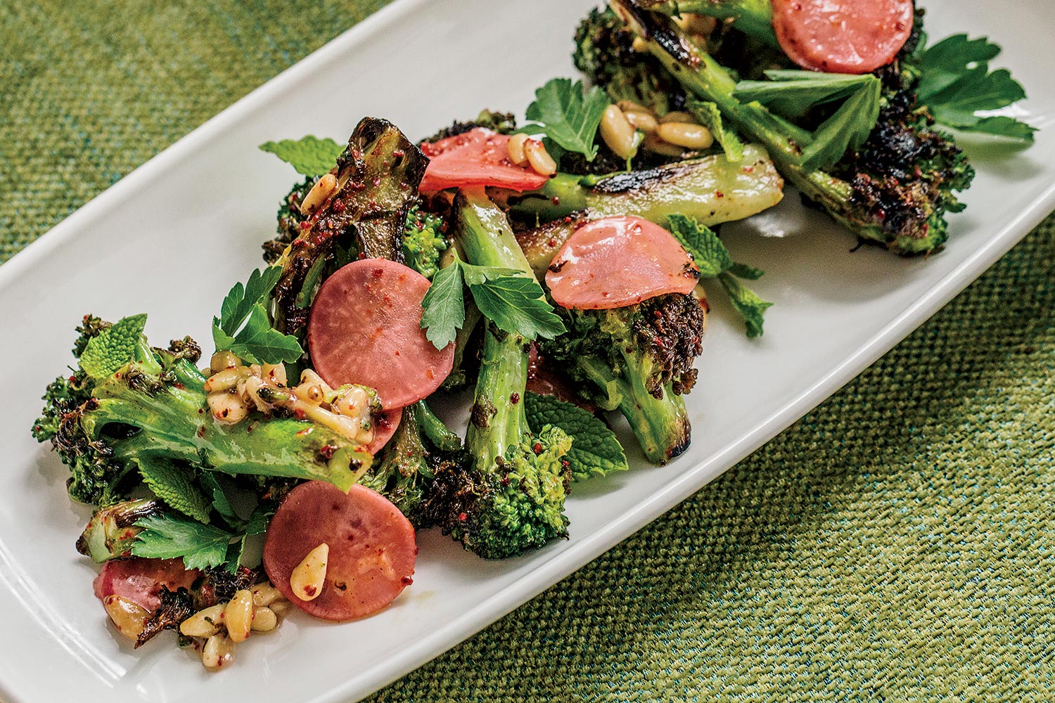 Charred Broccoli With Pickled Radishes and Lemon