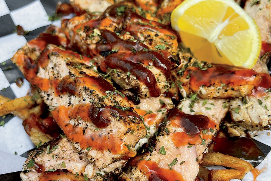 Jerk salmon tips at Phlavz Bar & Grille