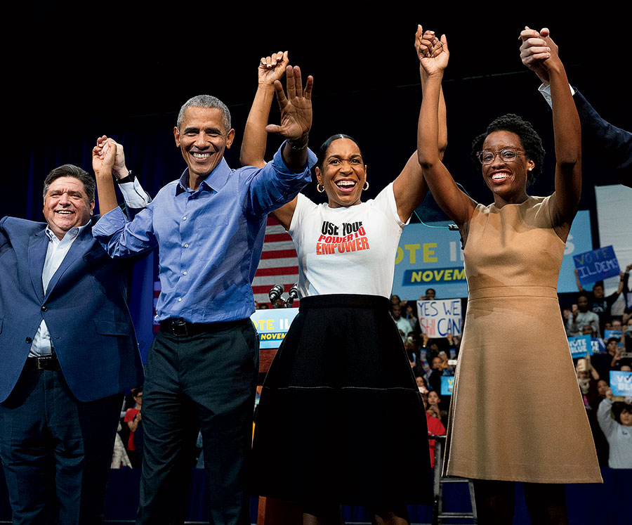 Underwood at a get-out-the-vote rally in Chicago before her 2018 victory over Randy Hultgren