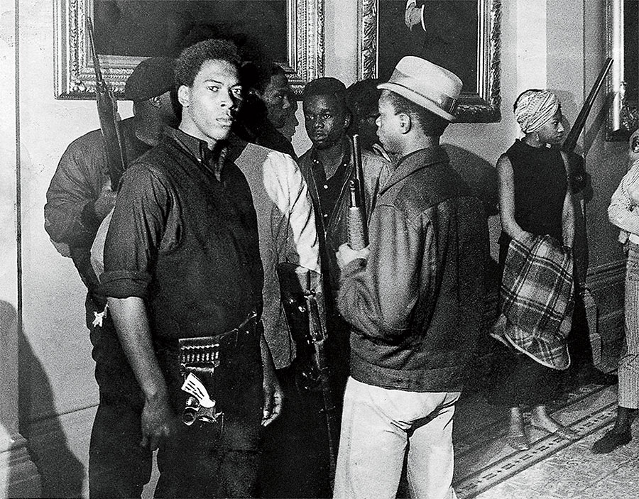 Members of the Black Panthers protest at the California State Assembly in Sacramento, California.
