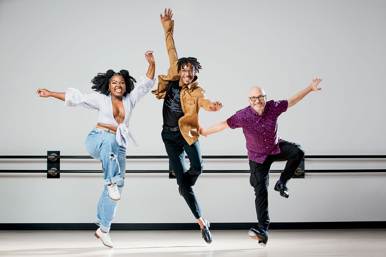 Starina “Star” Dixon of M.A.D.D. Rhythms, and Sterling Harris and Mark Yonally, both of Chicago Tap Theatre