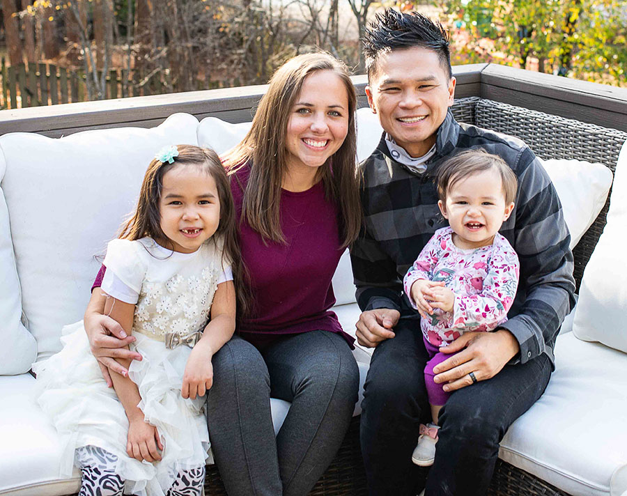 Huynh with his wife, Anna, and their daughters.