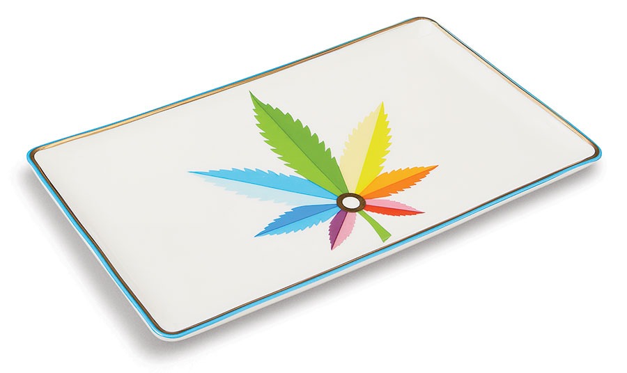 A rainbow-hued rolling tray