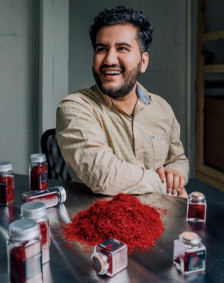 Mohammad Salehi with saffron