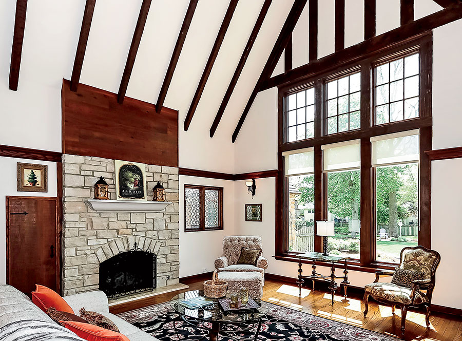 Schaumburg Tudor Revival fireplace