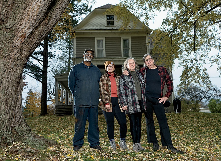 Camp, pictured with Connors and Carriage House Ciders workers (from left) Jerry Crump and Kyla Evans.