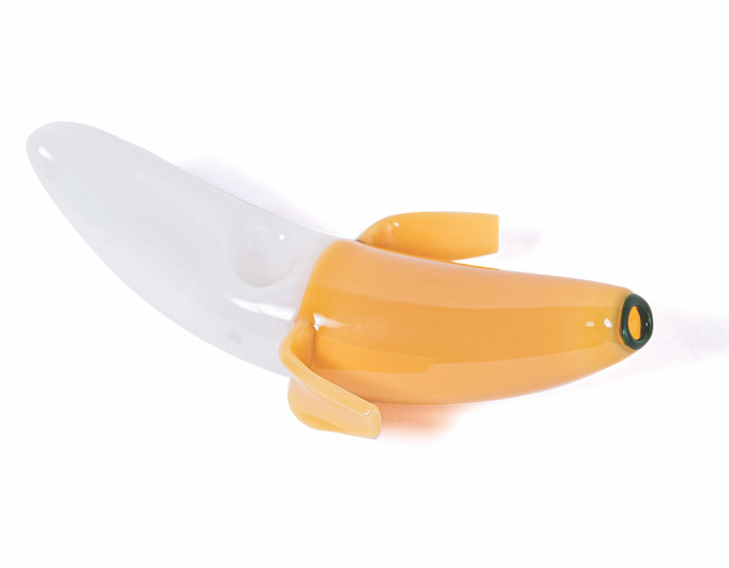 A glass banana pipe