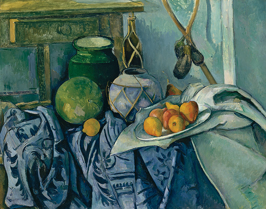 ‘Still Life with a Ginger Jar and Eggplants’ by Paul Cezanne