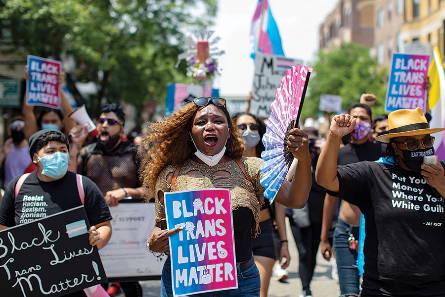 Black Trans Lives Matter supporters at the Chicago Pride Parade
