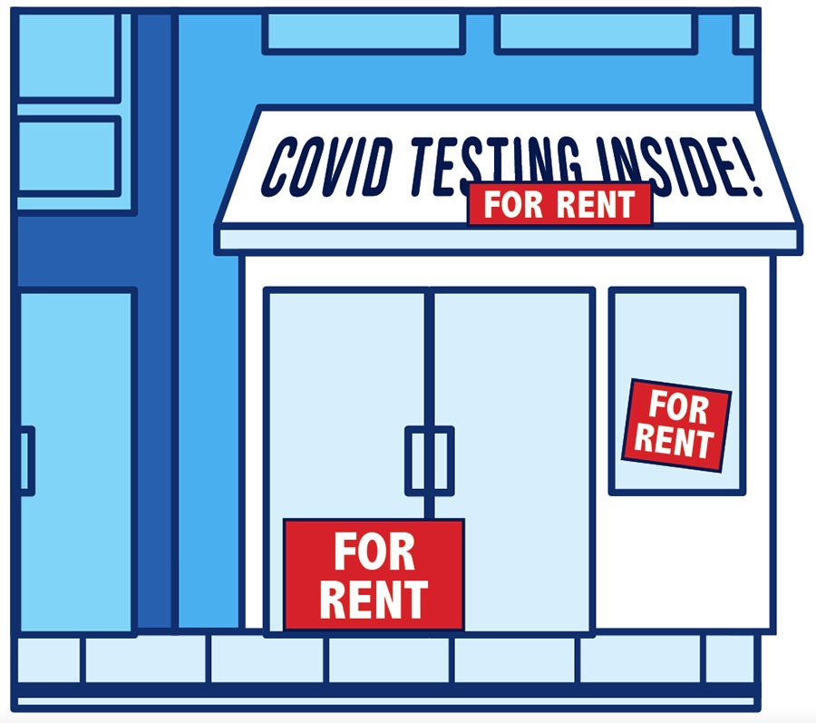 Illustration of a COVID testing site for rent