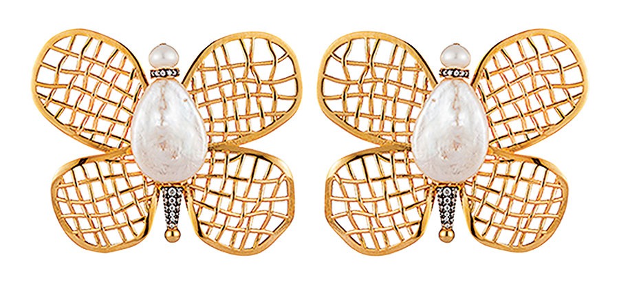 Begüm Khan freshwater pearl, opal, and gold-plated earrings