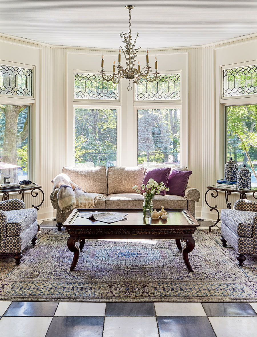 The living room of the Hinsdale home