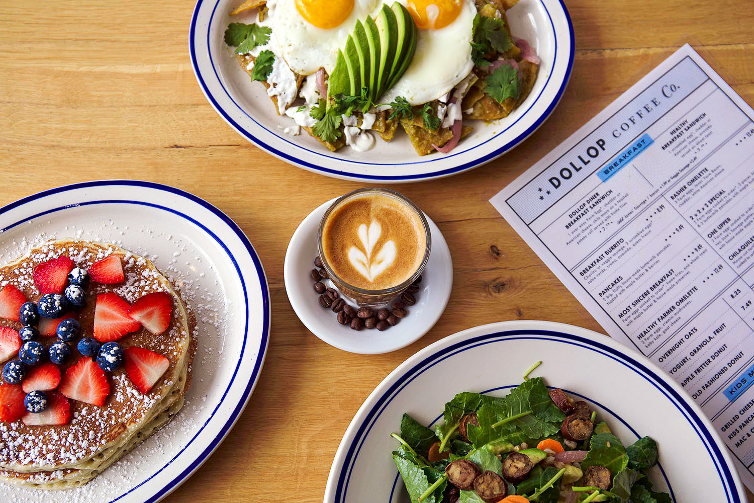 Various food items on display at Dollop Coffee