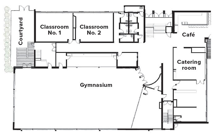 The floor plan of a former classroom