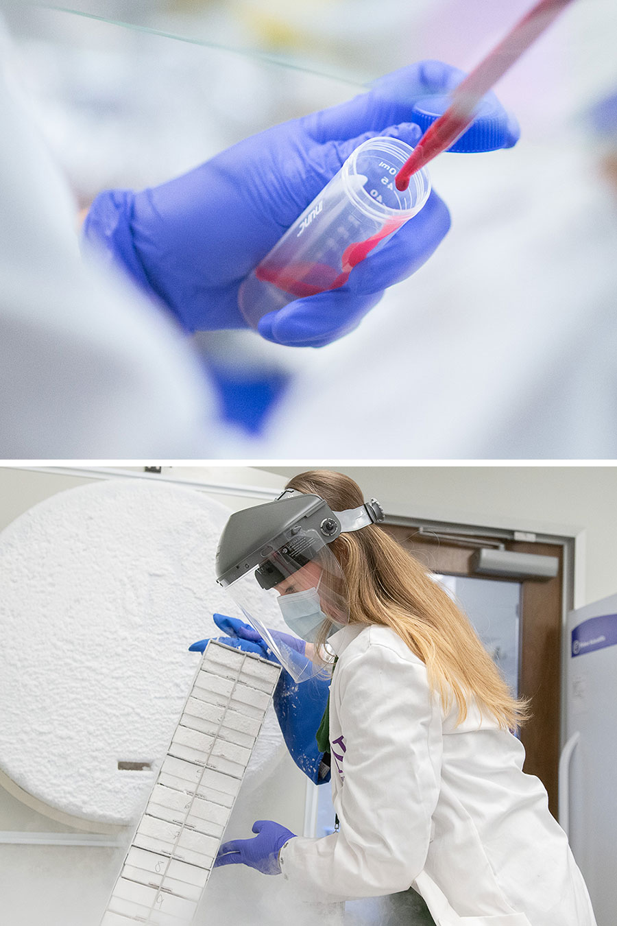 Inside Northwestern’s Neuro COVID-19 research lab, Koralnik’s team — shown isolating and storing white blood cells for analysis