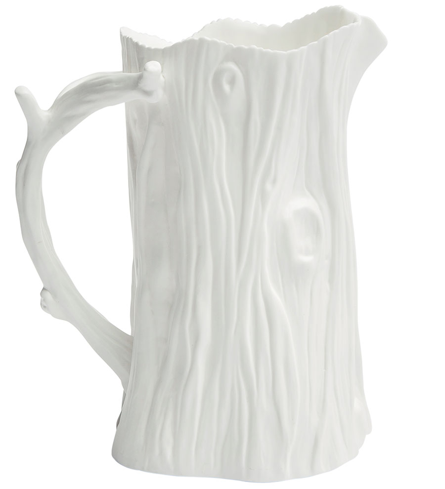 Blue Pheasant faux bois porcelain pitcher