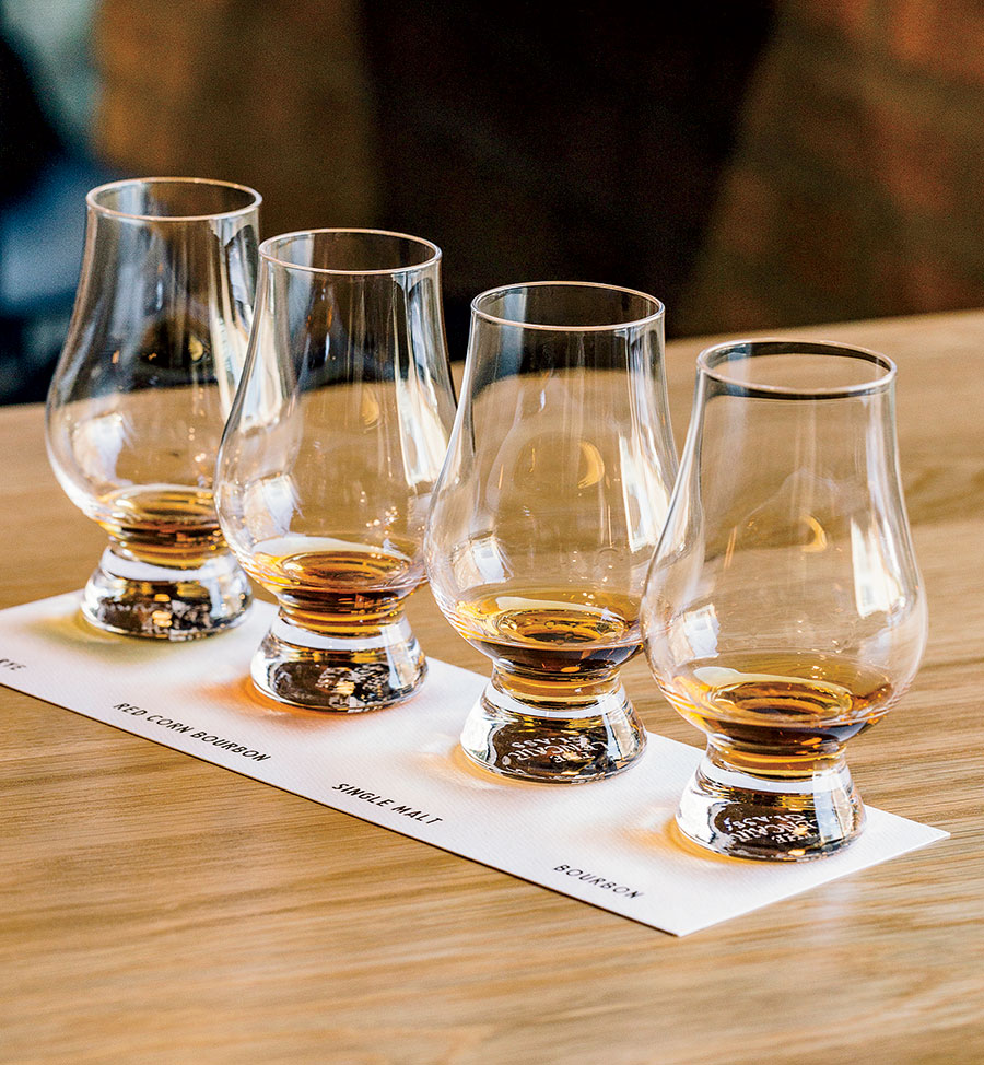 A flight at Judson & Moore Distillery