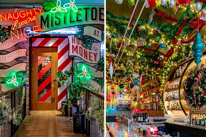 The storefront and interior of the Mistletoe pop-up