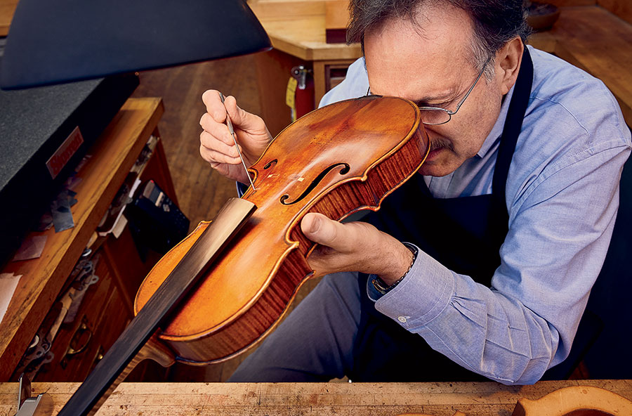 Becker has mastered the delicate task of placing a new sound post inside a violin, leading one virtuoso to dub him the Postmaster.