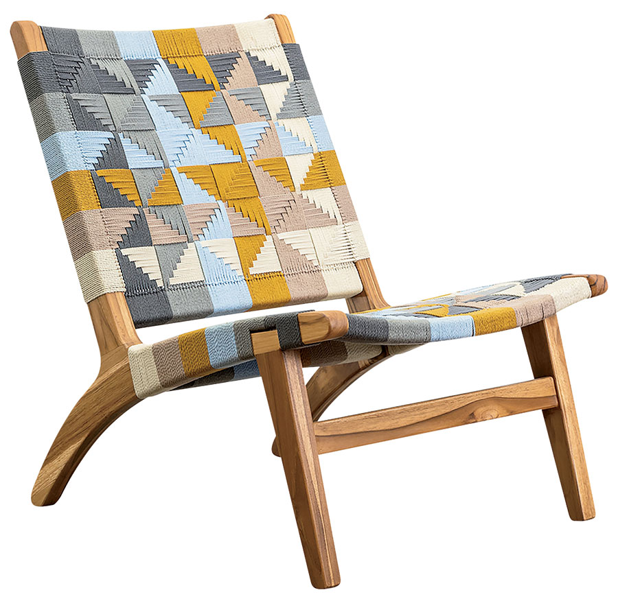Masaya teak and handwoven polyester cord lounge chair