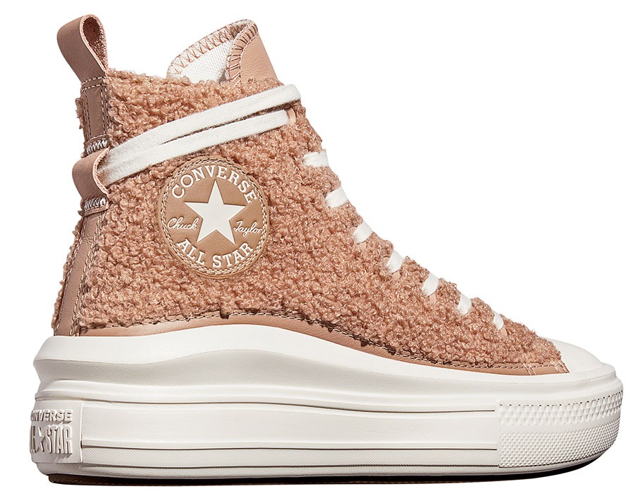 Chuck Taylor All Star Move sherpa and leather platform sneakers